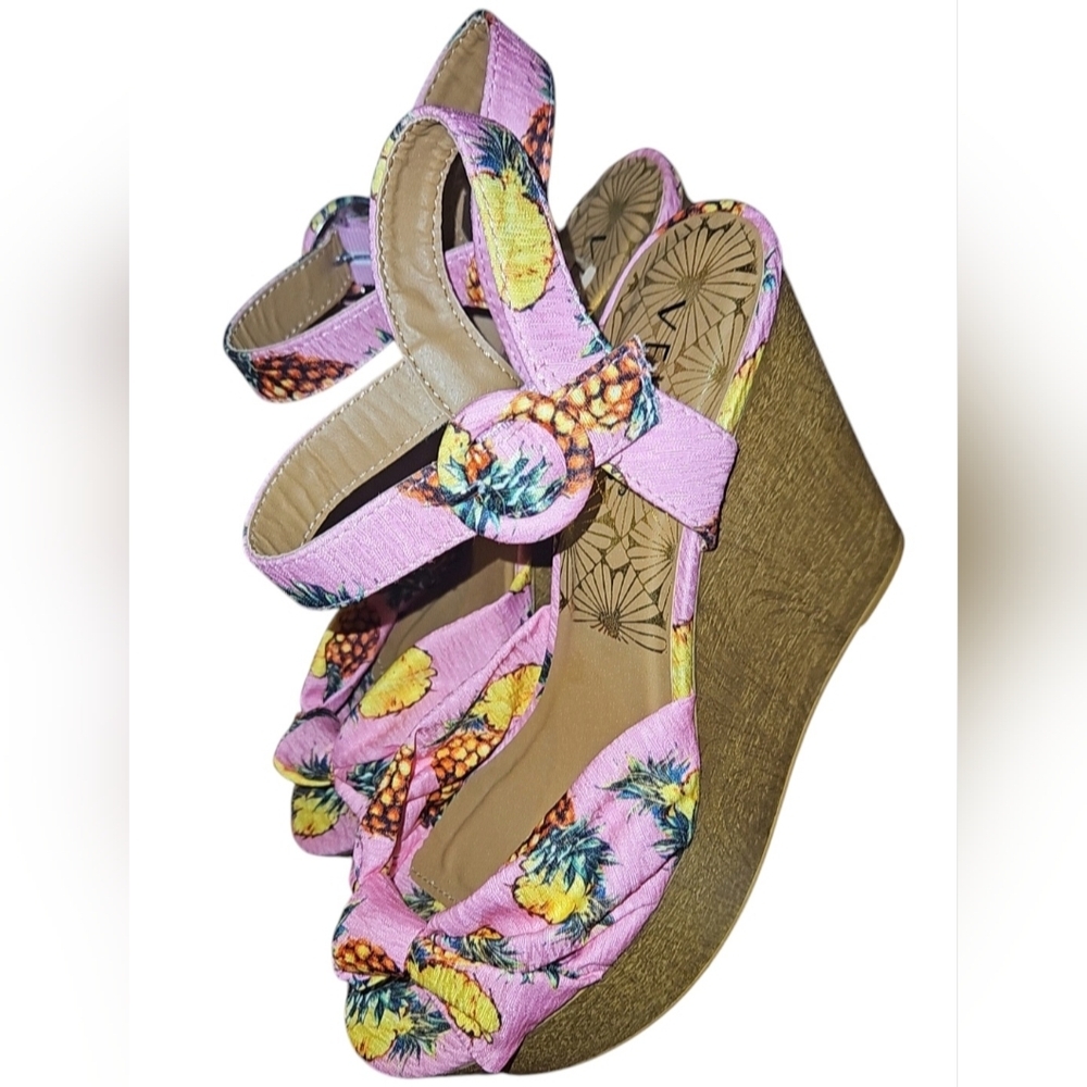 VENUS Tropical Vacation Pineapple Pink Pineapple Wedge Platform Sandals 8.5 - Picture 6 of 14